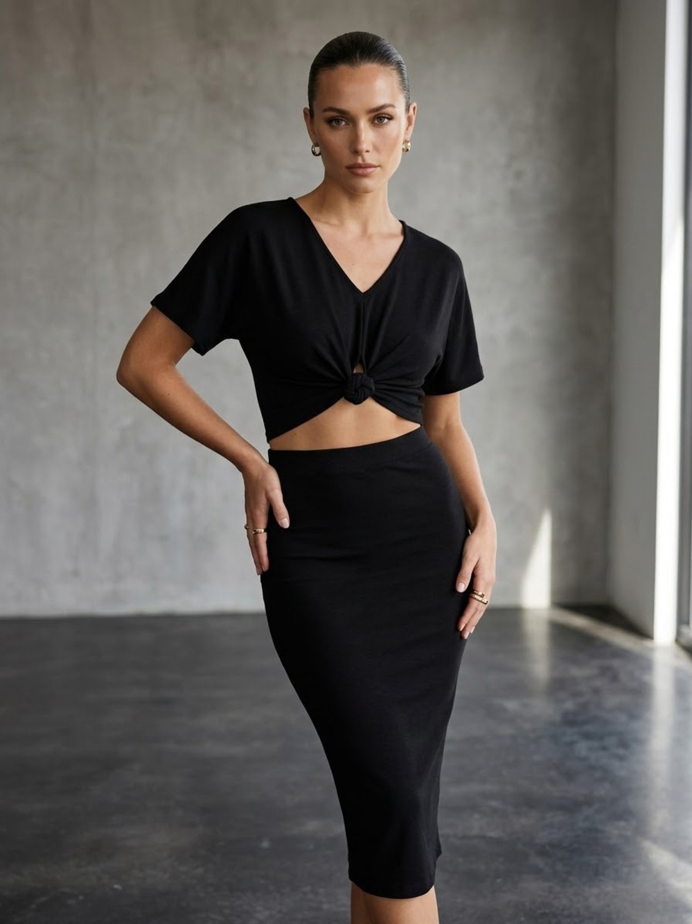 Kendall & Kylie Black High-Waist Pencil Dress